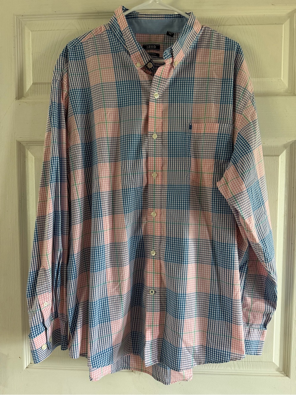 Izod Classic Button-Down Plaid Shirt in Pink and Blue